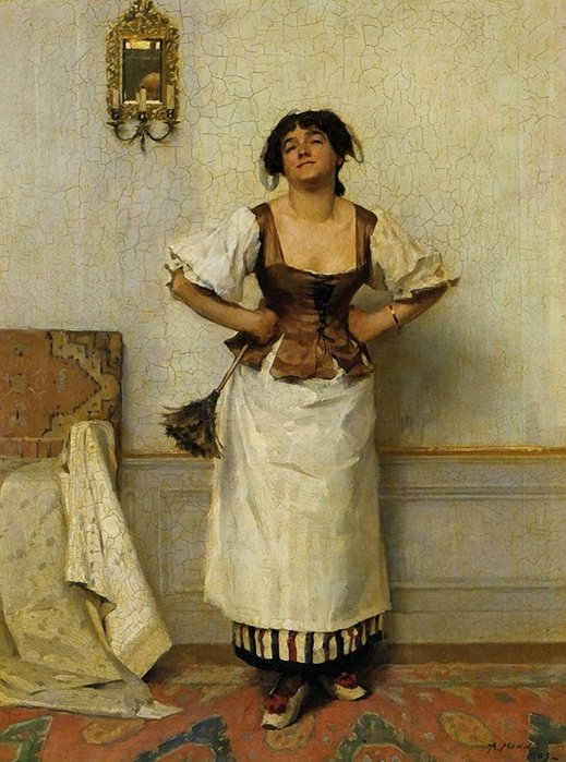 A domestic servant at work in 1883, painted by Alexander Mann